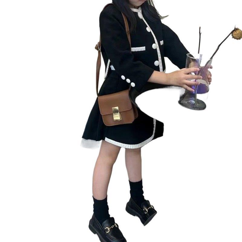 Neues koreanischer Stil Lässiges Baby-Mädchen Zweiteiler-Set 2025: Modischer Herbstmantel & Kurzer Rock