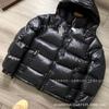 Unisex Kapuzen-Baumwoll-Pufferjacke Warmer dicker Wintermantel Mit Stickerei Lockerer Schnitt Stehkragen Reißverschluss Vorne