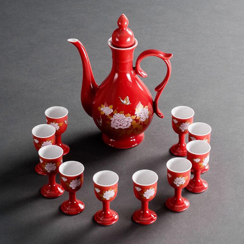 Palace Style Peony Ceramic Wine Set