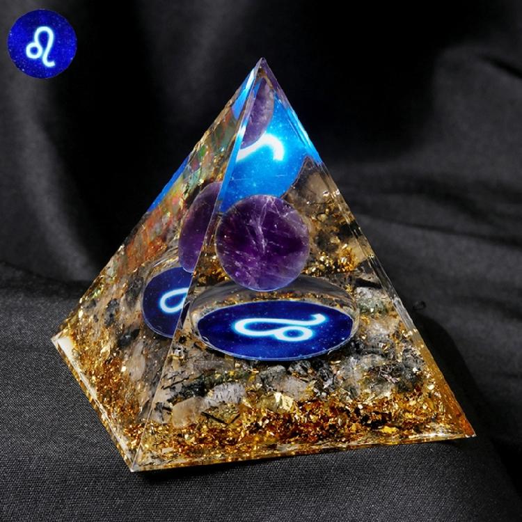 12 Zodiacs Orgone Crystal Pyramid,Amethysts Obsidians Healings Crystals Pyramid Constellations Pyramid for Money Health