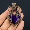 Heart Shaped Purple Flash Labradorite Gemstone Copper Wire Wrapped Handmade Pendant Jewelry Gift