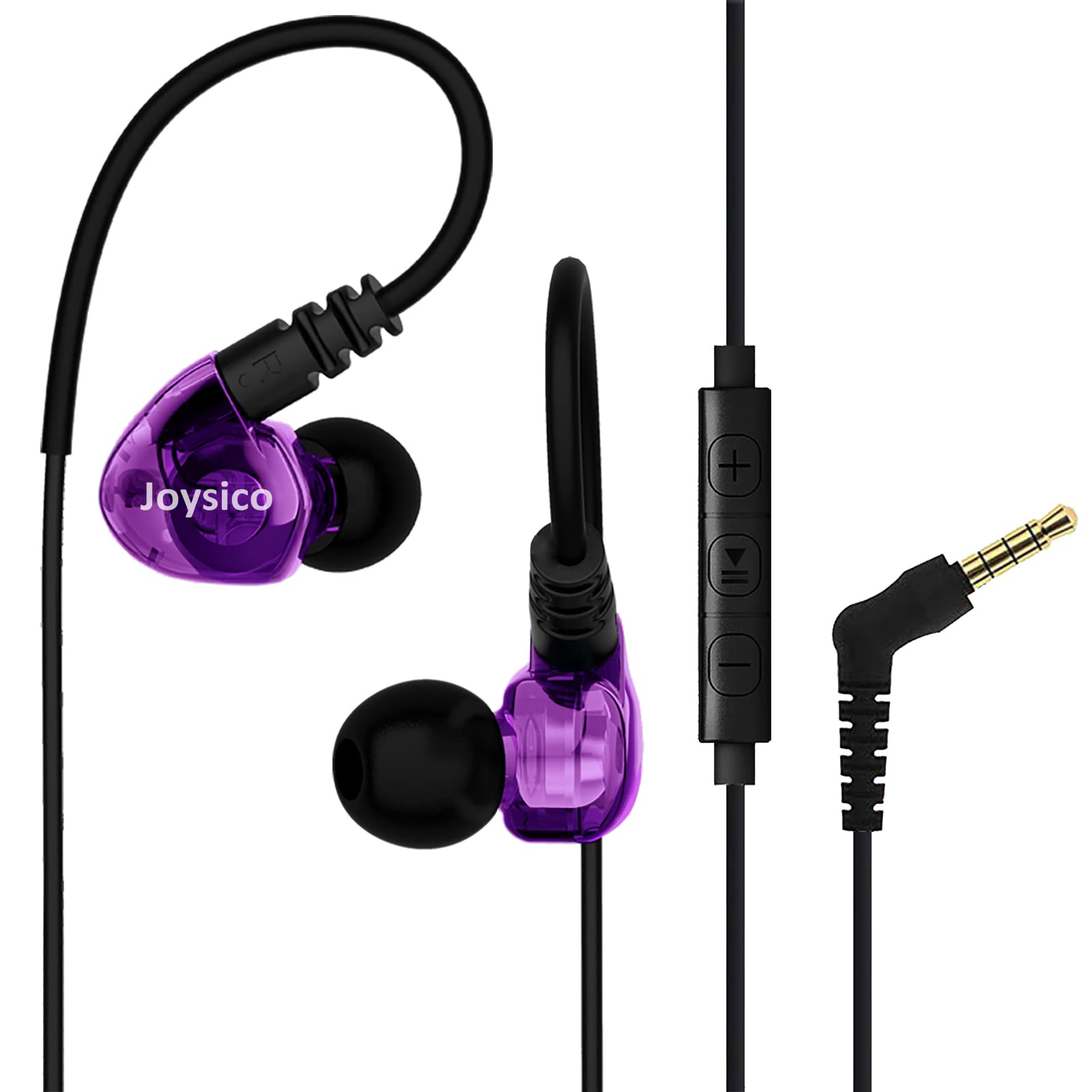 

Joysico Sports Wired Earphones for Kids and Comfortable Earhook Earbuds with Volume and Cell Phone Purple Headphones, Over-Ear/In-Ear Women, Mic, фиолетовый
