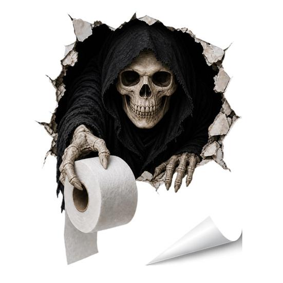 Removable Adhesive Toilet Clings Spooky Crack Ghost Tank Lid Sticker, Halloween Horror 3D Broken Wall Zombie Indoor Scene Setters Seat