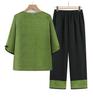 Stylish Summer Two-Piece Set for Elderly Women – Grandma's Mid-Sleeve Top & Fashionable Pants