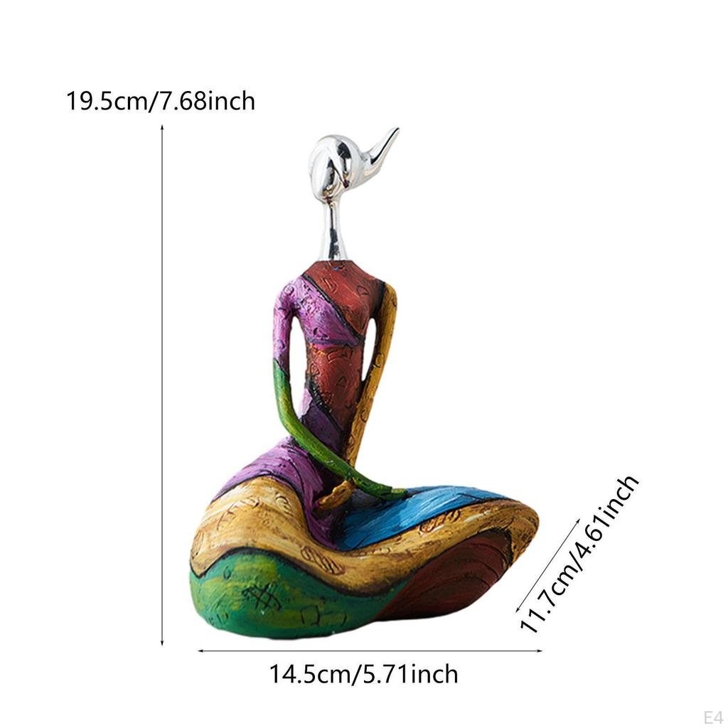 Sculpture féminine de yoga Statue abstraite de femme en résine pour bureau étagère salon 14,5 cm x 10,4 cm x 23 cm