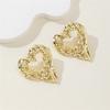 Exaggerated Metal Liquid Large Heart Stud Earrings For Women Vintage Gold Color Irregular Geometric Dangle Earring Jewelry