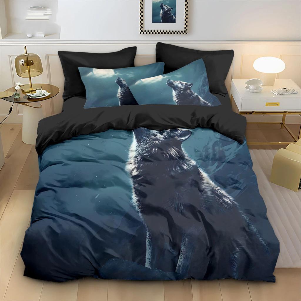 Quilt Cover 3D Printed Cartoon Wolf Duvet Comforter 100% Polyester Soft And Comfortable Night Sky Bedding Sheets Sets
