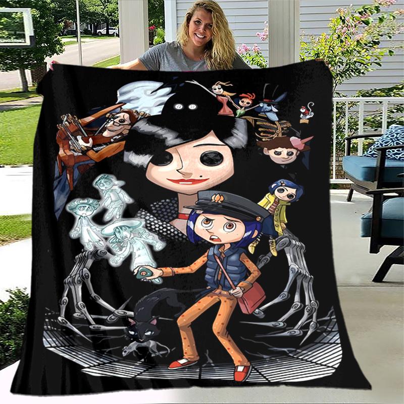 1pc Blanket - Coraline Print Design, Lightweight Blanket for Sofa, Bed- Soft &Warm, Gift for All Seasons