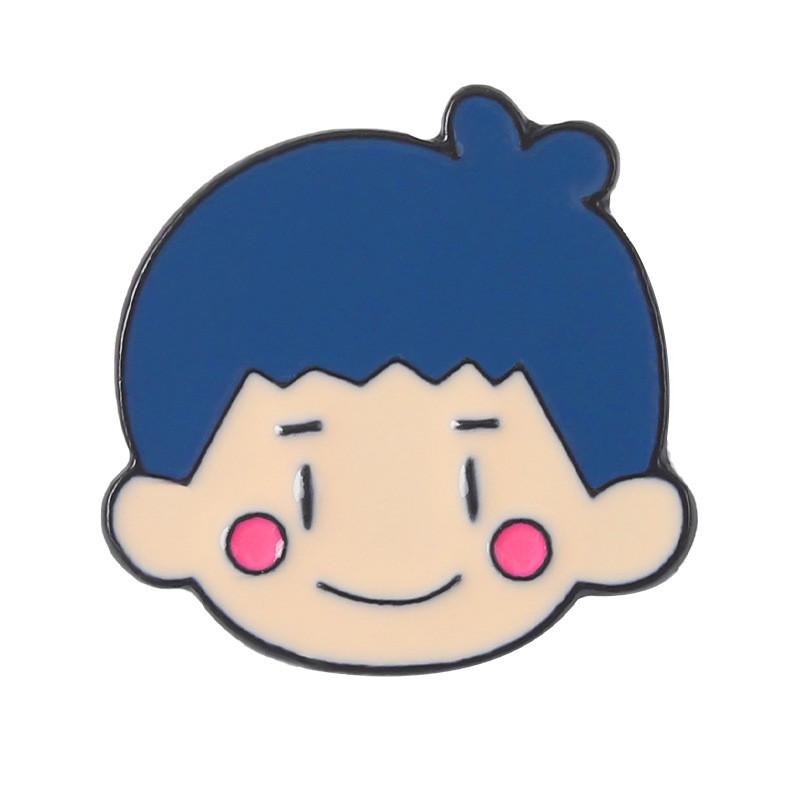 Couple Playful Doll Head Alloy Pins Set Creative Decorative Brooches For Stylish Boys Girls And