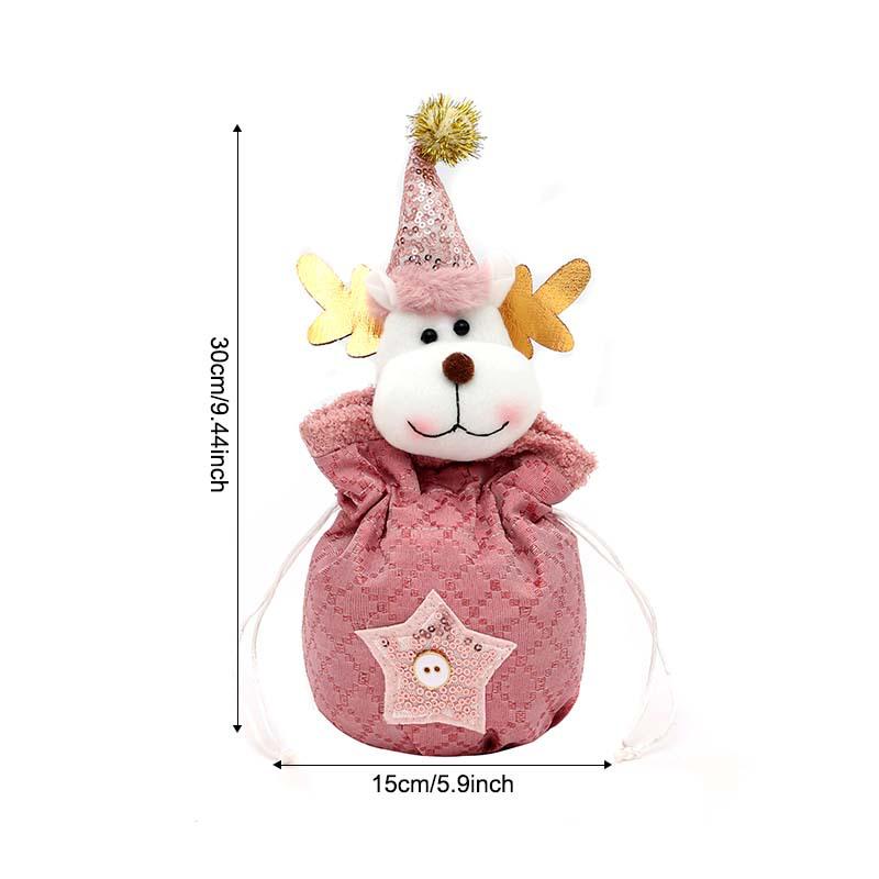 Christmas Candy Bags with Santa Claus Design, Imitation Linen Gift Bags for Holiday Decor