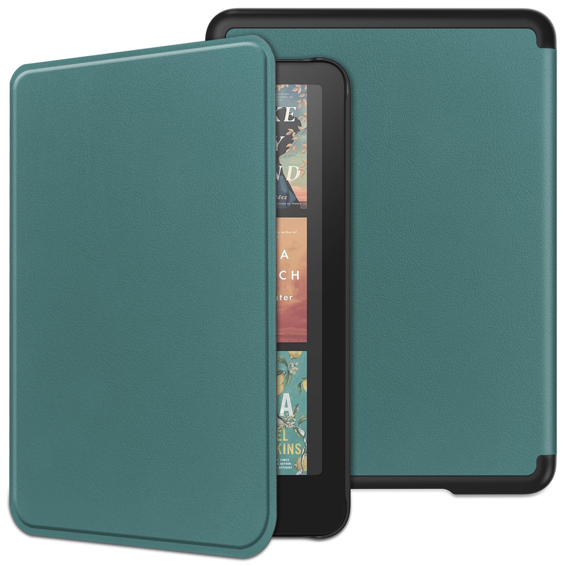 

For Amazon Kindle Paperwhite (2024) Case PC+PU E-Reader Cover Support Auto Wake/Sleep Blackish Green