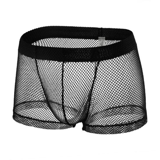 Men Boxers See-through Mesh Thin Low Waist Elastic Soft Breathable Solid Color U Convex Anti-septic Men Underpants Underwear