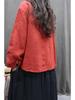 Spring 2025 Washed Cotton Linen Long Sleeve Casual Retro Loose Top