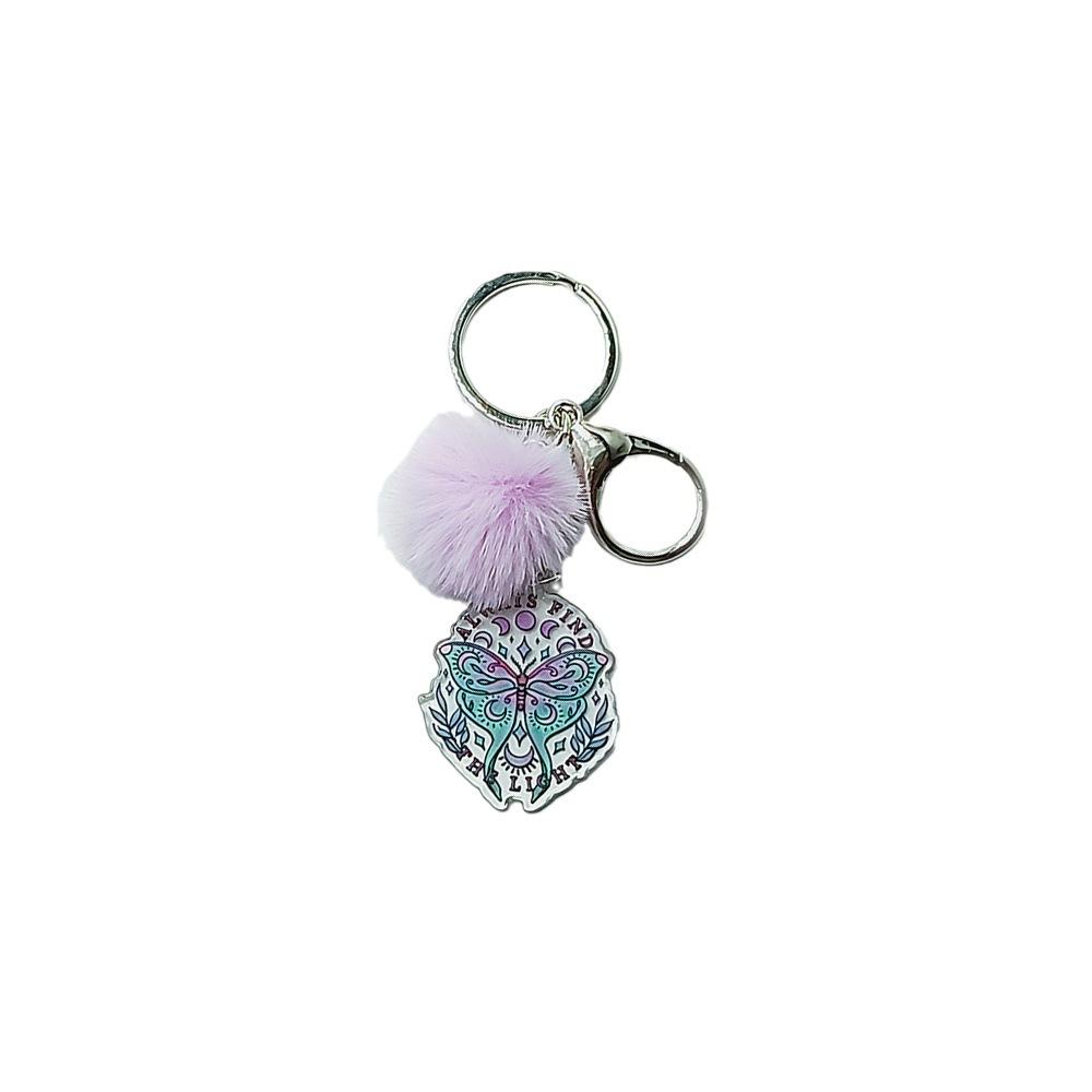 Acrylic Faux Rabbit Fur Halloween Keychain Alien Butterfly Women Key Ring Tarot Card Elk Keychain