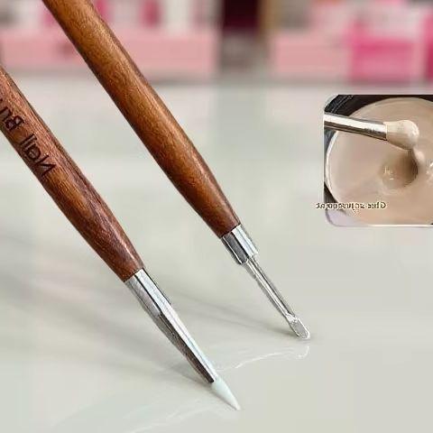 Wood Double Headed Nail Art Brush Carving Flower Painting Pen Mixing Pen DIY Manicure Tool Multifunctional