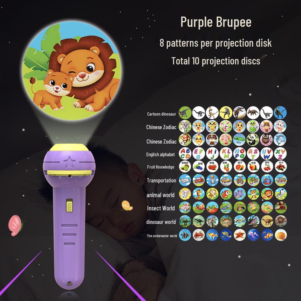 Children's Animal Projector Flashlight - Early Education Luminous Toy for Baby Picture Recognition and Cartoon Projection Gifts