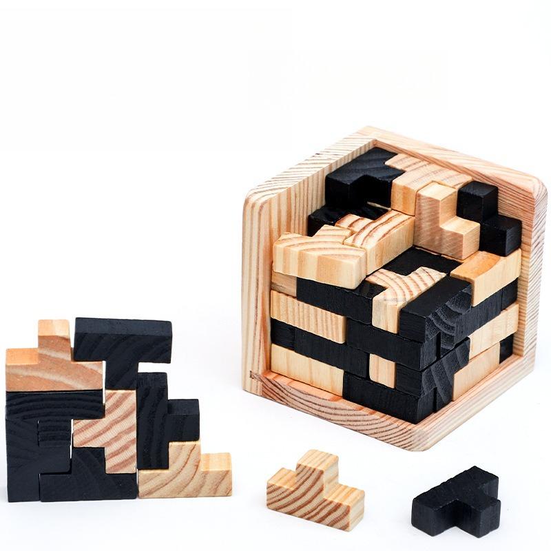 

54pcs 3D Brain Teaser - Birthday Party Gift for Puzzle Lovers - Wood Puzzle Cube Set Gift for Brain Training & Spatial Reasoning