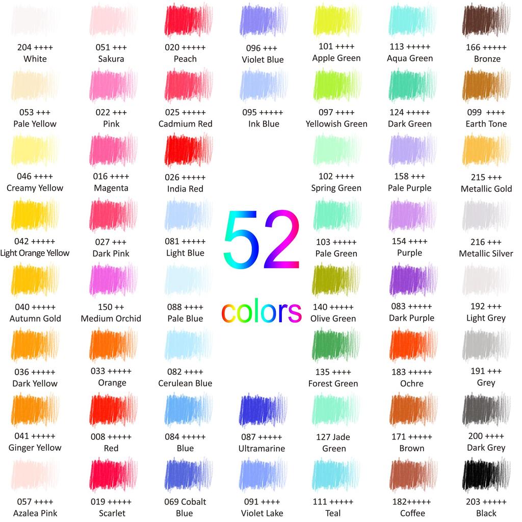 HIFORNY Colored Pencil Set for Adults 52 Colors with Artist Soft Core Pencils Vibrant Colors Art Craft Supplies for and Children 55-Pack - - - &