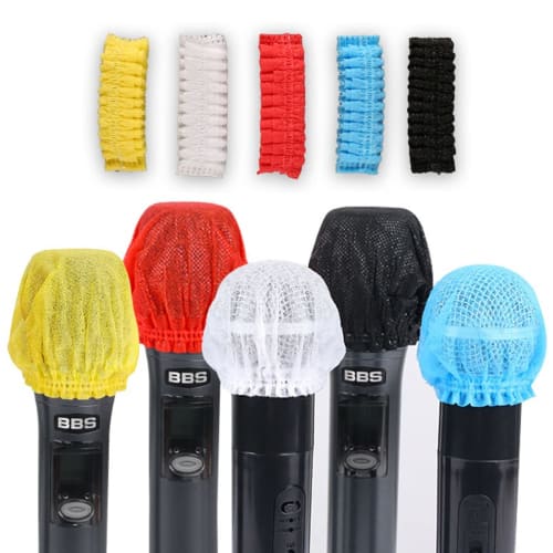 

YFFSFDC Disposable Microphone Covers, Set of 100, Non-Woven Fabric Microphone Caps, Antibacterial, Dustproof, and Noise-Reducing for Karaoke, 5-Color