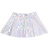 Womens Glossy Flared Club Skirt High Waist See Through Design Zipper Back Miniskirt for Nightclub Outfits
