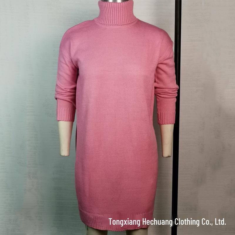 Women's Mid-Length High Neck Knitted Sweater Cardigan