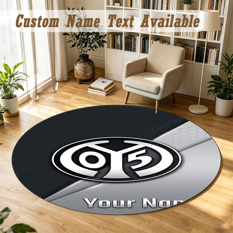 Round Rug Custom NameMainz 05 Pattern Non Slip Carpet Home Floor Decor