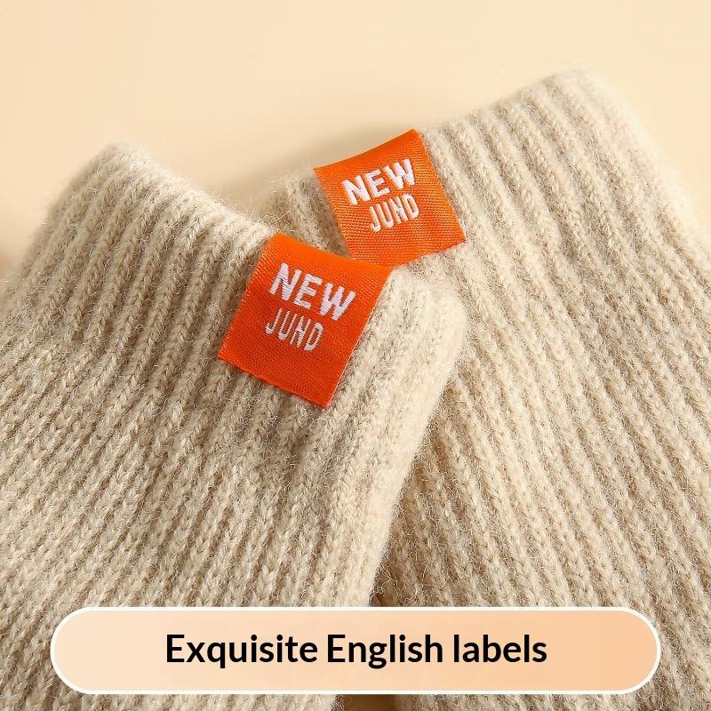 Kids Winter Gloves Thickened Warm Boys Girls Elastic School Fleece Lined Soft Children Daily Wear Knitted Gloves 6-12 Years Old