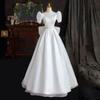 Satin Wedding Dress 1011 New Bride Light Main Wedding Dress French Retro Court Style Atmosphere Simple and Complete Go Out Dress