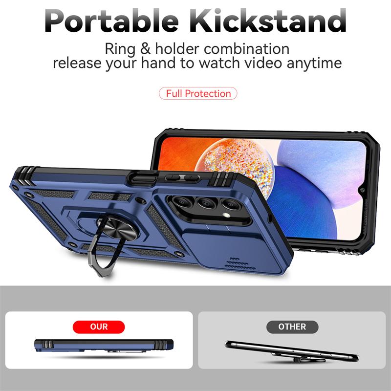 Pouzdro pro Samsung Galaxy A15 a15 slide s fotoaparátem, nárazuvzdorné, brnění, kryt pro Samsung A15 A 15 15A s magnetickým kroužkem a stojánkem, zadní kryt