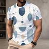 Men Plus Size Round Neck Short Sleeve Striped Geometric Printed T Shirt