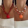 Summer Trendy Ethnic Shell Necklace With Handmade Resin Beads For Women