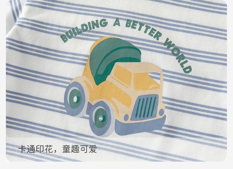 David Bella Children's Pure Cotton T-shirt Spring Clothes New Boys' Fake Two Piece Striped Bottom Shirt Men's Treasure Top