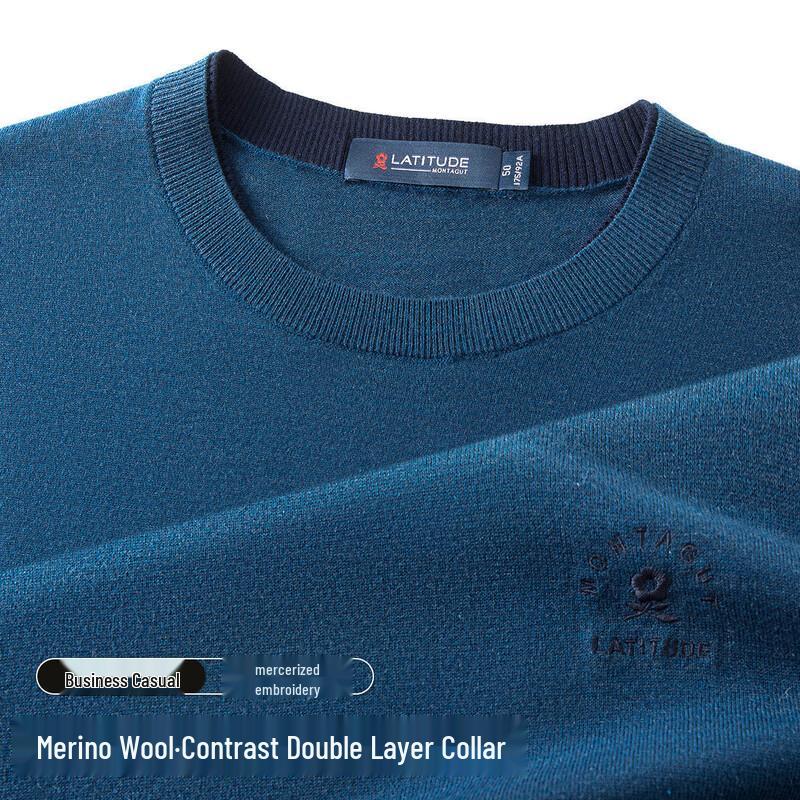 

MONTAGUT Men s Autumn/Winter Crew Neck Wool Blend Sweater XL /52