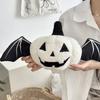 Classic Plush Pumpkin Cushion With Embroidered Design For Halloween Decor And Lounge Use