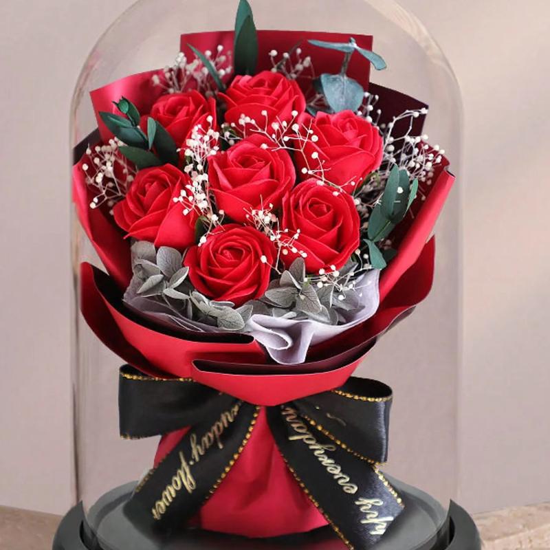 Vera Rosa Conservata per Sempre in Cupola di Vetro Regali per San Valentino da Donna Fiore Eterno per la Festa della Mamma Anniversario Compleanno