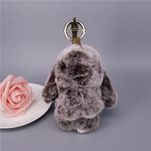 13CM Mini Frost Rabbit Women Cute Plush Fur Pompom Bunny Key Chains On Bags Car Trinket Wedding Party Toys Gift Bag Charm