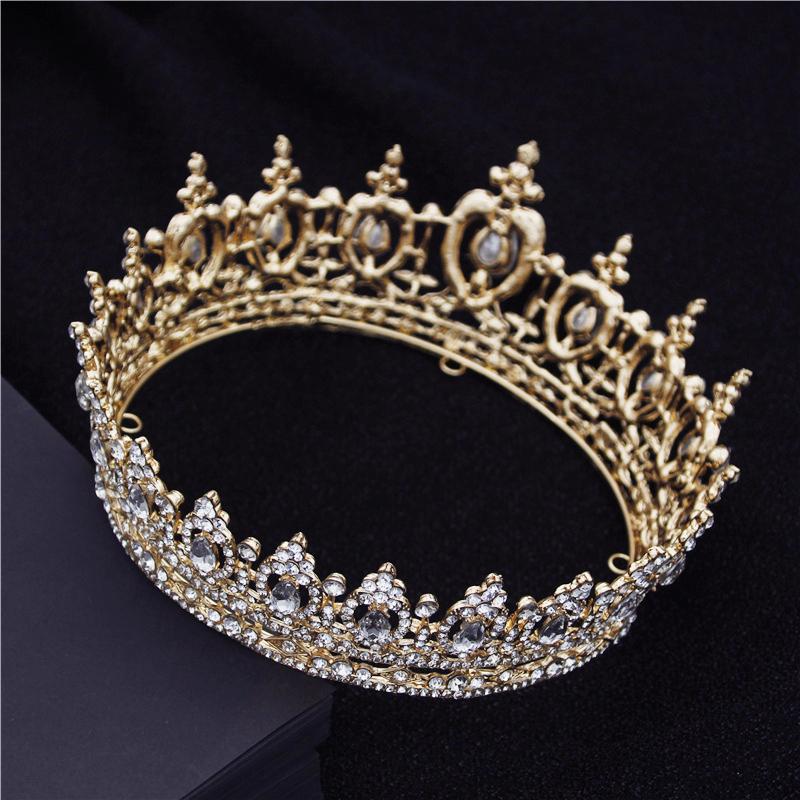 Water Drop Circle Royal Queen King Crowns Bride Diadem Headdress Banquet Tiaras Prom Pageant Party Wedding Crown Hair Jewelry