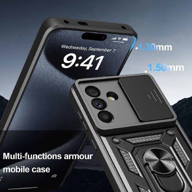 For Samsung Galaxy A56 5G Case Slide Camera Protect Armor Phone Case for Samsung A56 5G Magnet Holder Ring Cover