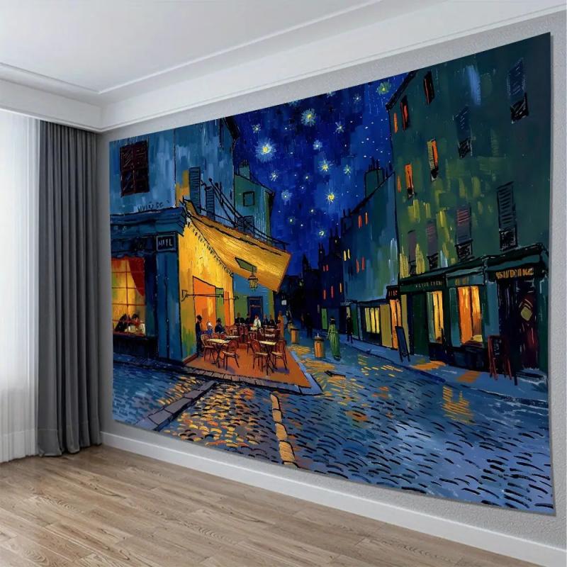 1pc, 2D flat, Van Gogh Starry Night background decoration, suitable for living room, bedroom, office, wsj