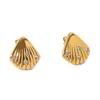 French Retro 2024 Fan-Shaped Shell Diamond Titanium Steel 18K Women's Stud Earrings