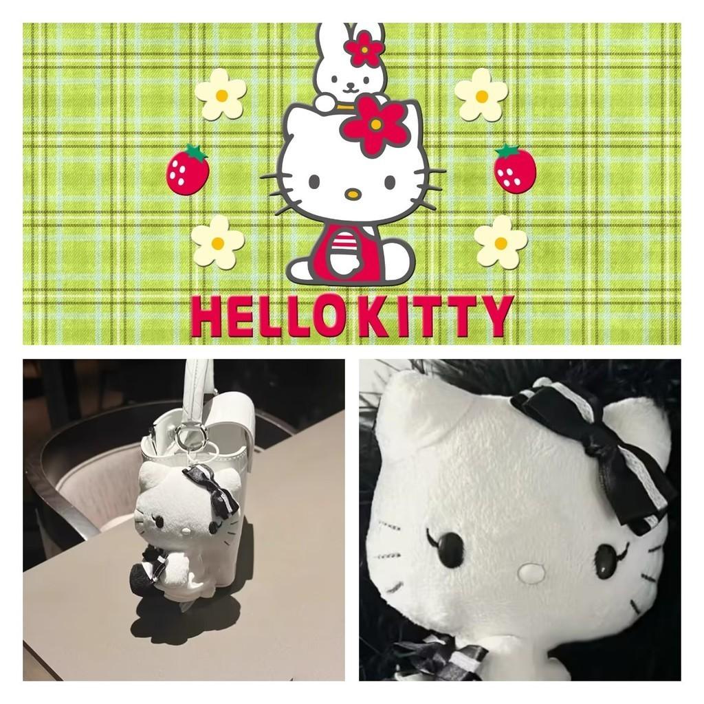 Niedlicher Hellokitty Plüsch Rucksack Schlüsselanhänger Anhänger Puppe Schwarz und Weiß Schleife Kitty