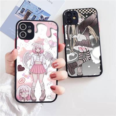 Angel Tsundere Girl Anime Cute Frosted Shockproof For iPhone 16 15 11 12 13 14 Pro Max X XR XSMAX Mini Phone Case