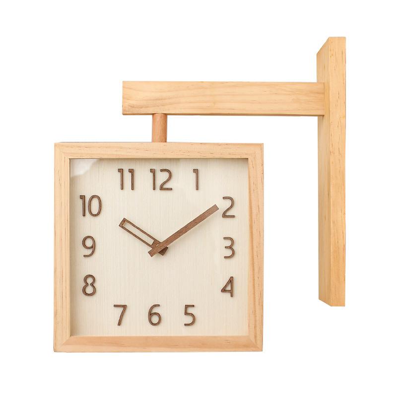 

Clock Solid Wood Double-sided Wall Clock Silent Living Room Home Simple Modern Japanese Clock Wall Corner Two-sided Clocks