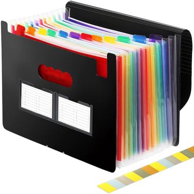 Expanding File Folder 13/24 Pocket Accordion A4 Letter Size Portable Document Organizer with Colored Tabs For Students