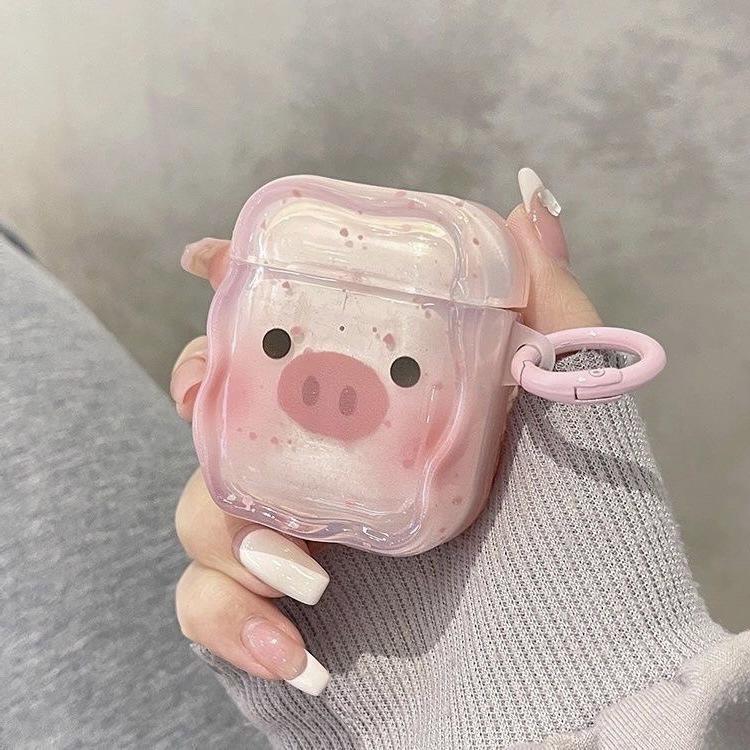 Cartoon süßes pinkes spritzendes Schweinchen für AirPods 1 Apple Kopfhörerhülle Schutzhülle Weiche Hülle Kopfhörerabdeckung