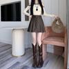 2025 A/W High-Waisted PU Leather Pleated Skirt with Belt – Versatile, Anti-Exposure, Slimming Short Skirt