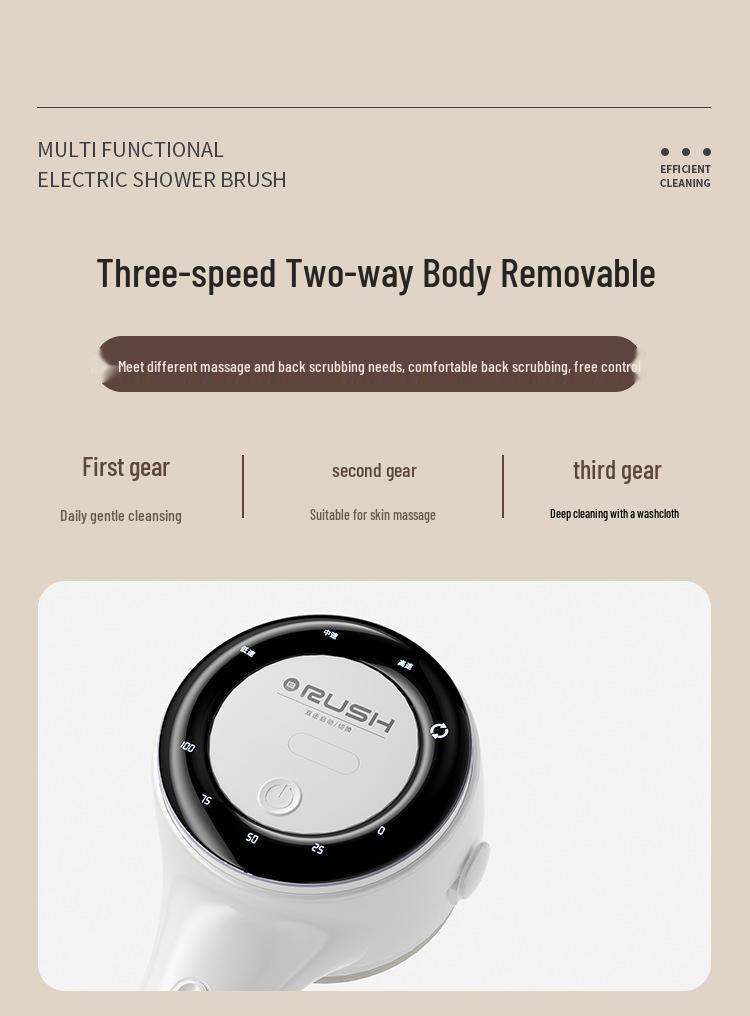 Digital Display Electric Bath Brush with Long Handle for Massage and Scrubbing