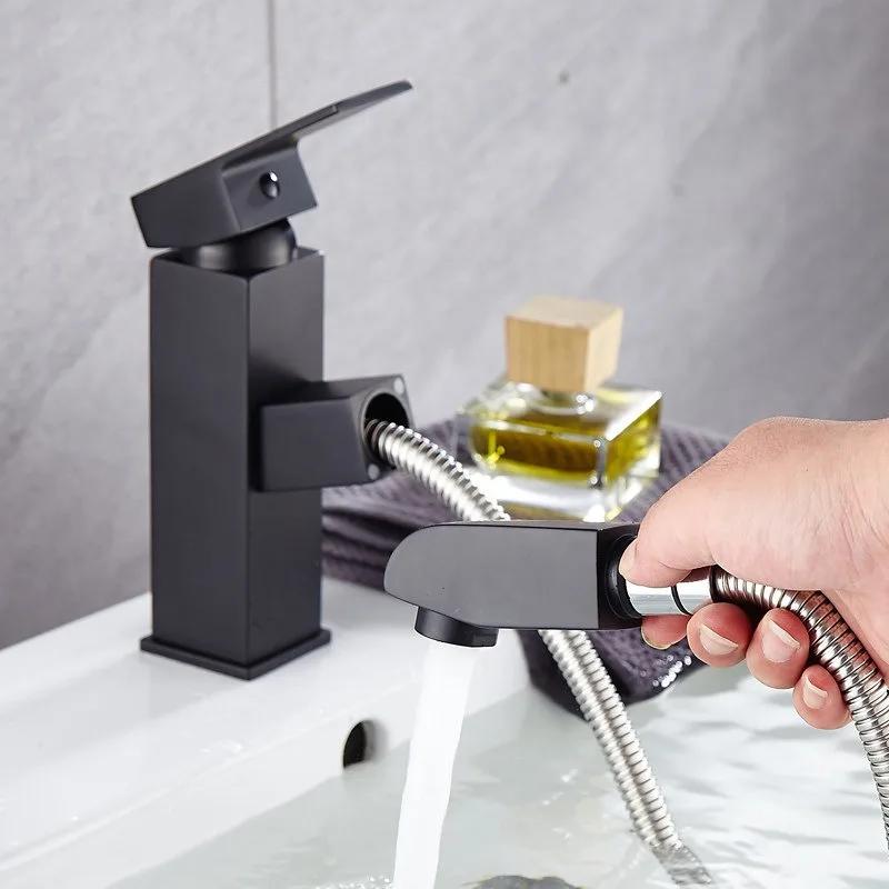 Nerezové koupelnové jednopákové umyvadlové baterie výsuvné směšovače umyvadlová baterie umyvadlové kohoutky vodovodní baterie montáž na desku