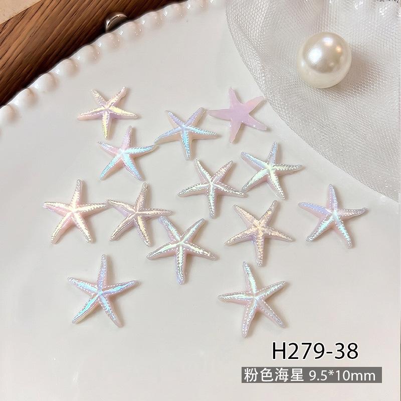 50Pcs Starfish Shell Nail Art Accessories, Conch Resin, DIY Nail Jewelry, Wearable Nail Decorations