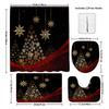 4Pcs Bathroom Shower Curtain Set Elegant Christmas Tree Pattern Bathroom Curtain With 12 Hooks Non Slip Rugs Toilet Cover Mat Bathroom Partition